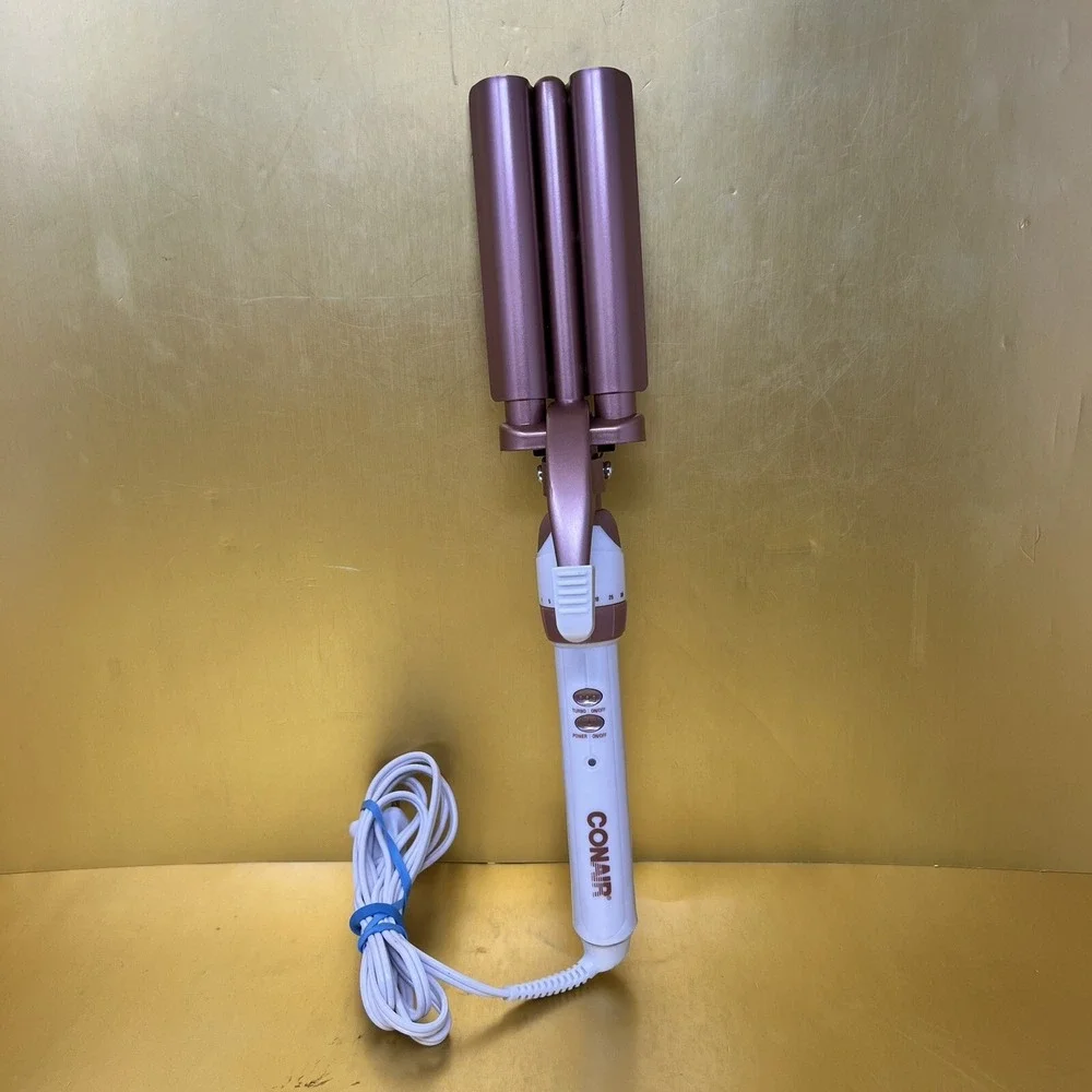 Conair Double Ceramic Triple Barrel Curl Styling Waver Rose Gold Hair Tool